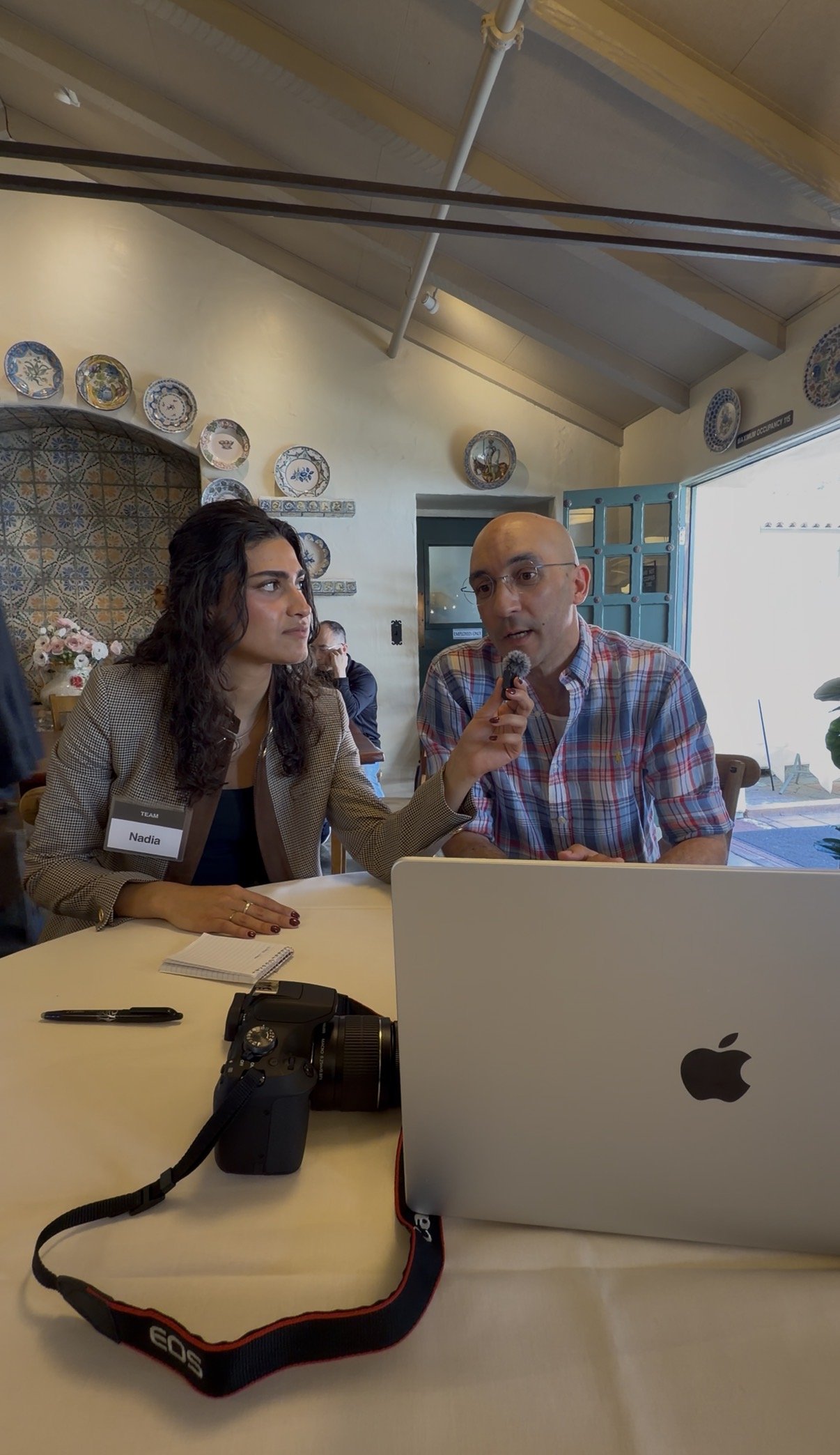 Nadia interviewing a founder at Tech Weekend SF